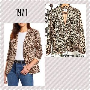 1901 Leopard Print One Button Blazer Jacket NEW